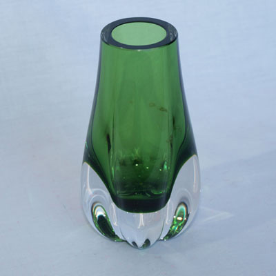 GREEN GLASS VASE 1960's
